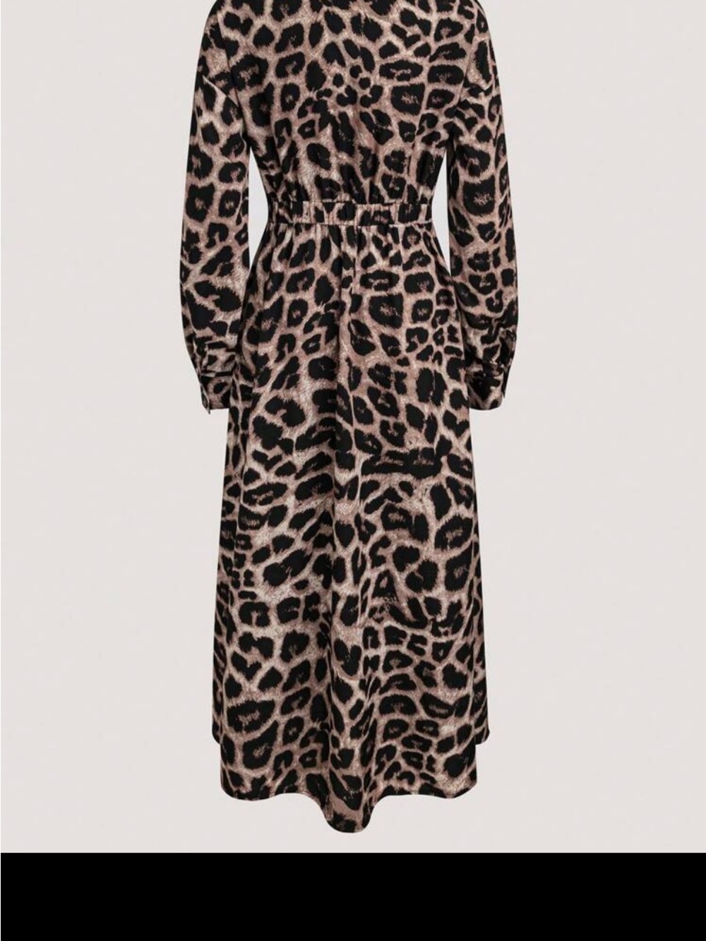 SHEIN Leopard Print Collared Maxi Dress in Brown and Black - Picture 2 of 3